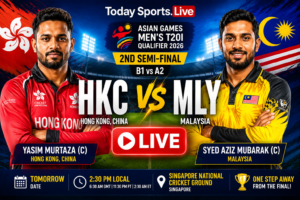 Cricket match Live - Hong Kong, China vs Malaysia, 2nd Semi-Final (B1 v A2), Asian Games Men's T20I Qualifier, 2026